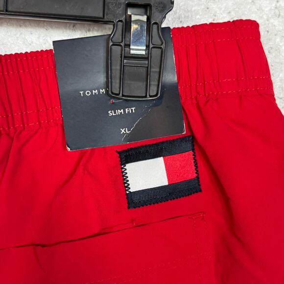Tommy Hilfiger Men's Medium Drawstring 5" Swim Trunks - Primary Red XL - Picture 3 of 6
